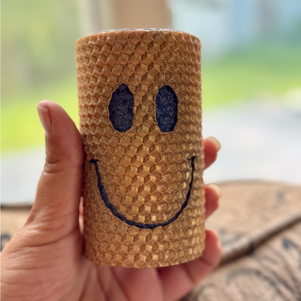 90’s Vintage Blue and Yellow Smiley Face Candle Accent